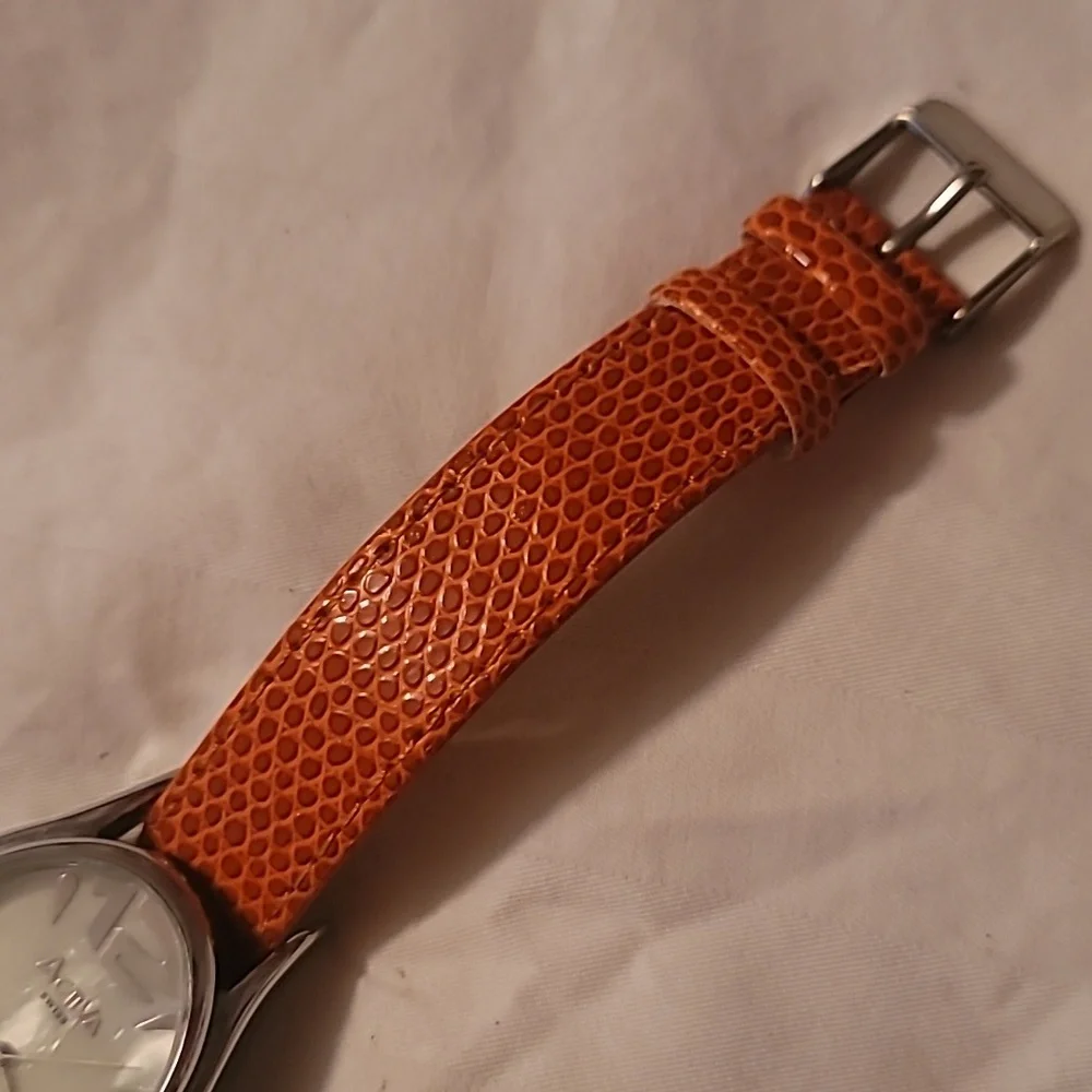 Activa By‎ Invicta Swiss Watch Mother of Pearl Orange Reptile Embossed Band
